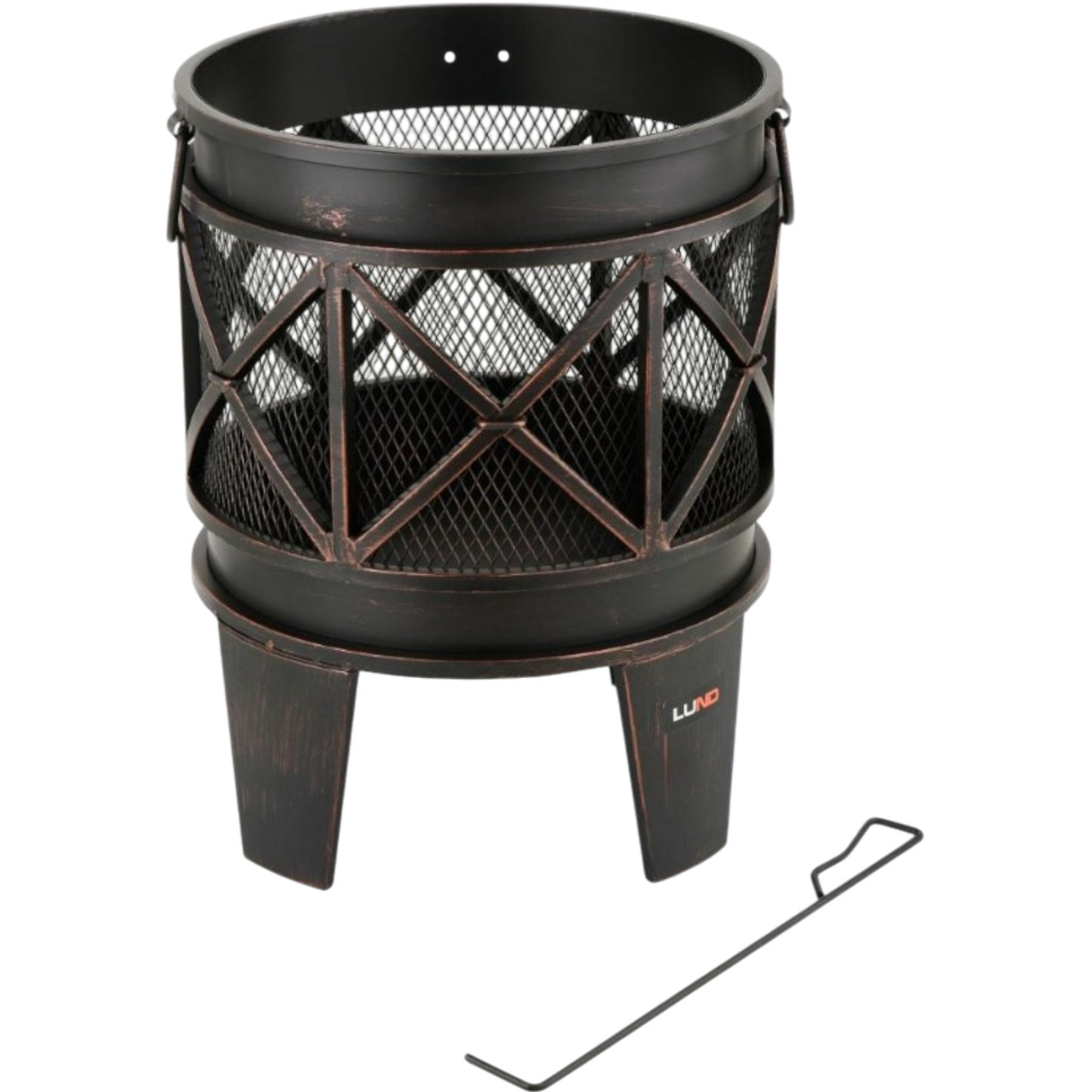 Feuerstelle 42 x 53 cm Feuerschale Holz Lagerfeuer Garten Terrasse Stahl Tonne