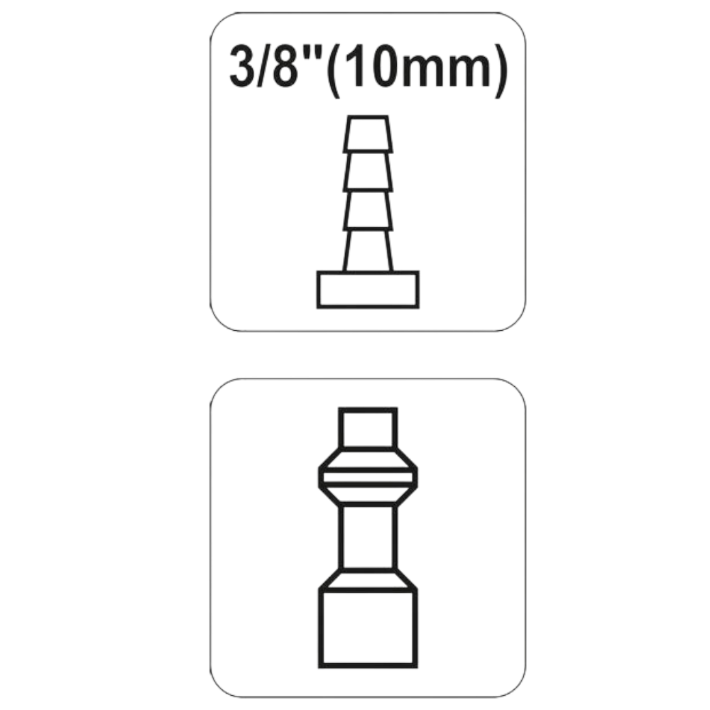 Schnellkupplung 1x Druckluft 3/8" / 8 mm Schlauch D-Buchse Außengewinde 40 mm