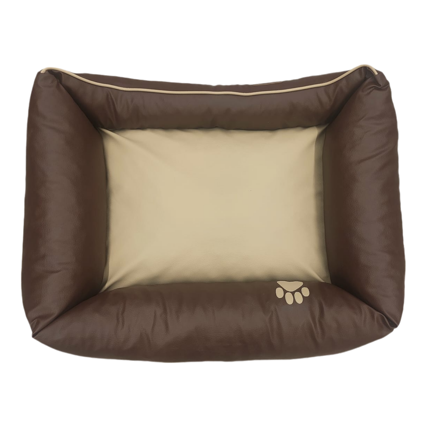 Hundebett Hundekorb Hundekissen Hundesofa Liegeplatz Kunstleder S Braun-Beige