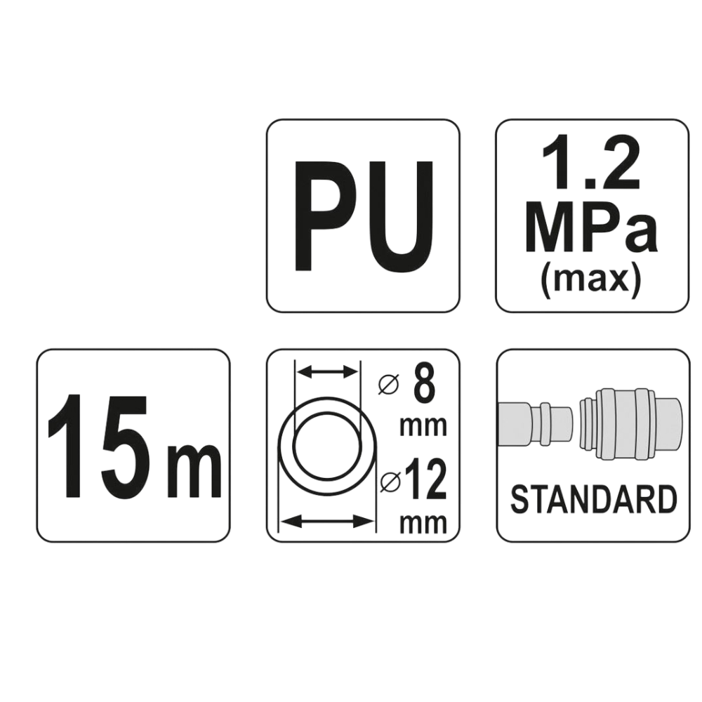 Spiralschlauch Schnellanschluss 8mmx12mmx15m Druckluftschlauch Pressluftschlauch