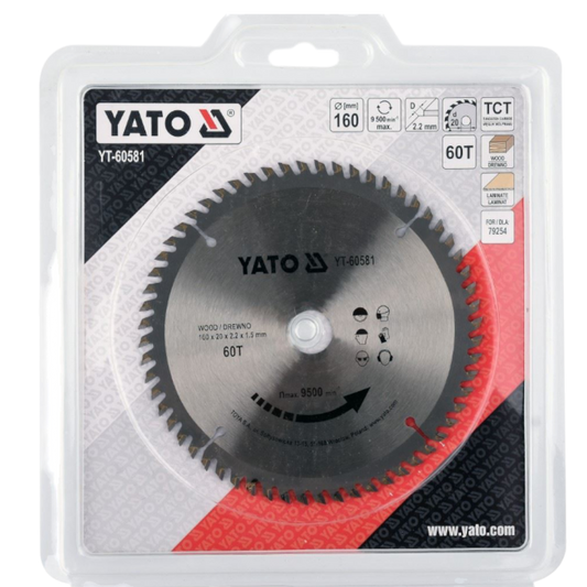 Kreissägeblatt Holzsäge 160x20x2,2x1,5mm 60T TCT Sägeblatt Scheibe 9500min1