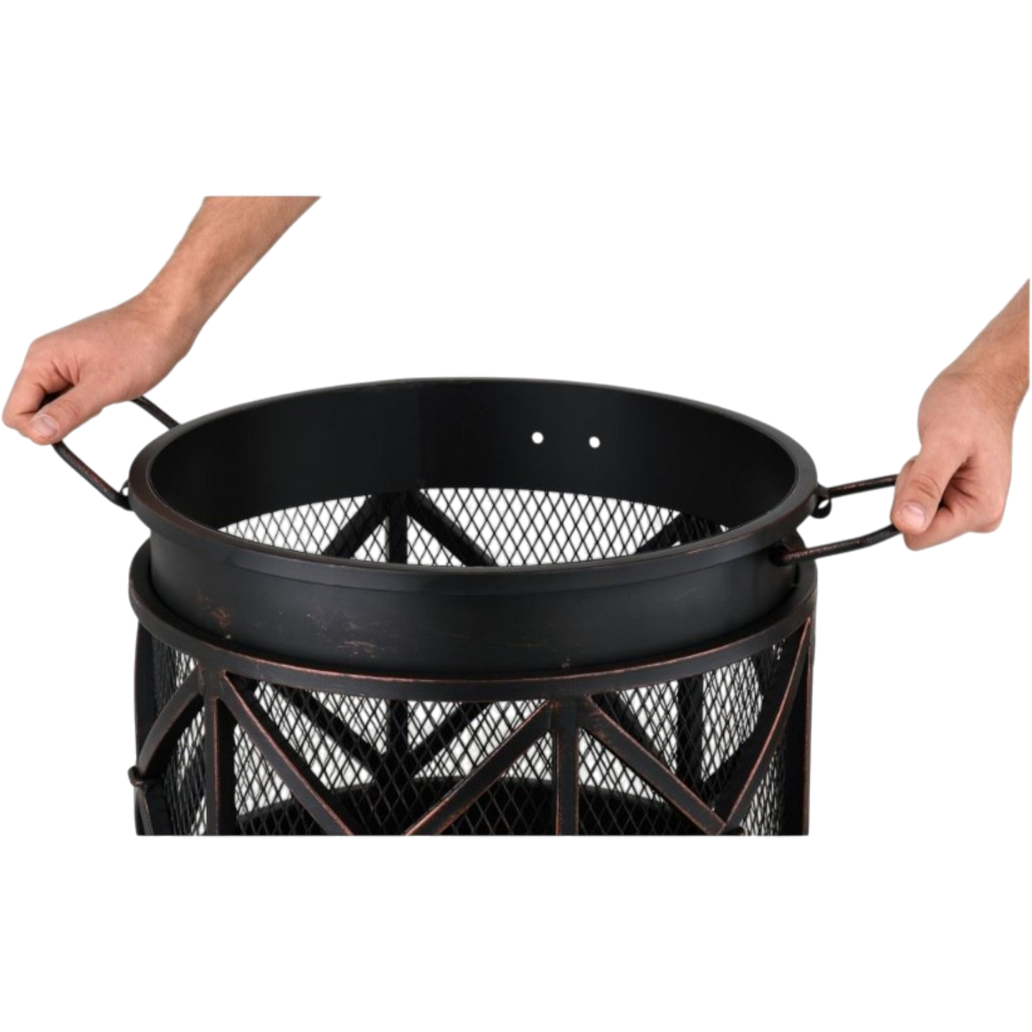 Feuerstelle 42 x 53 cm Feuerschale Holz Lagerfeuer Garten Terrasse Stahl Tonne