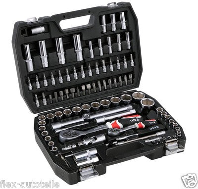 Yato Werkzeugkoffer Set 94tlg Ratschen Steckschlüssel 1/4" 1/2" Langnüsse Bits