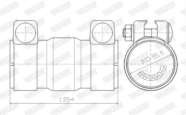 WALKER Universal Umrüstung Nachrüstung Kat Katalysator Rohrkat Benzin Ø 55mm