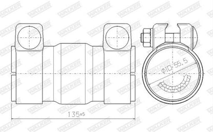 Walker Euro 2 upgrade retrofit catalyst tube kat petrol Ø 55.5mm