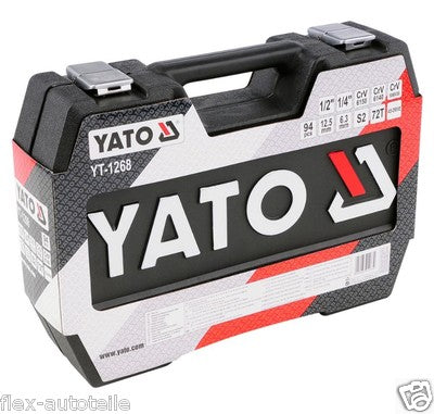 Yato Werkzeugkoffer Set 94tlg Ratschen Steckschlüssel 1/4" 1/2" Langnüsse Bits