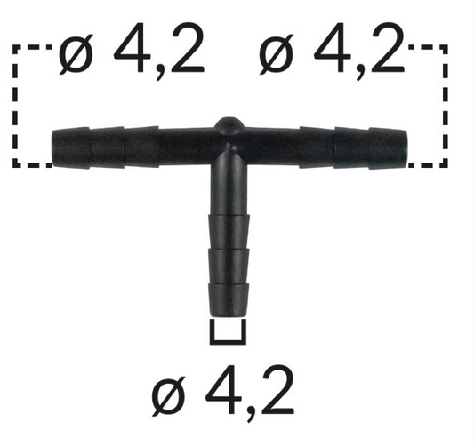 4mm T-Stück Wischwasser Kraftstoff Rücklauf Schlauchverbinder Schlauchabzweig