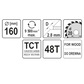 Kreissägeblatt Holzsäge 160x20x2,8x2mm 48T TCT Sägeblatt Scheibe 9500min1