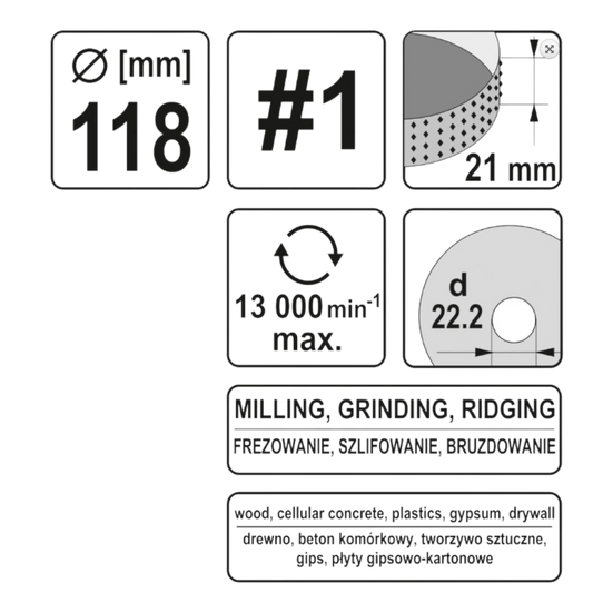 Schleifscheibe Holzraspel 118x22,2mm Raspelscheibe 13000min1 Universalraspel #1