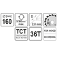 Kreissägeblatt Holzsäge 160x30x2,8x2mm 36T TCT Sägeblatt Scheibe 9500min1