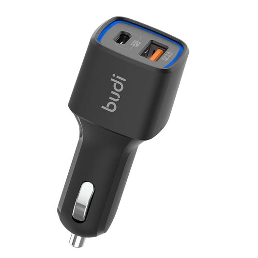 Autoladegerät Zigarette Budi LED USB+USB-C, 18W, PD+QC 3.0 Universell KFZ PKW