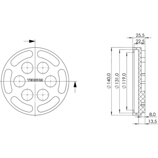 Auflagenteller Gummiteller Auflagepunkt Rangierheber Hebebühne ø 131/140 32,5 mm
