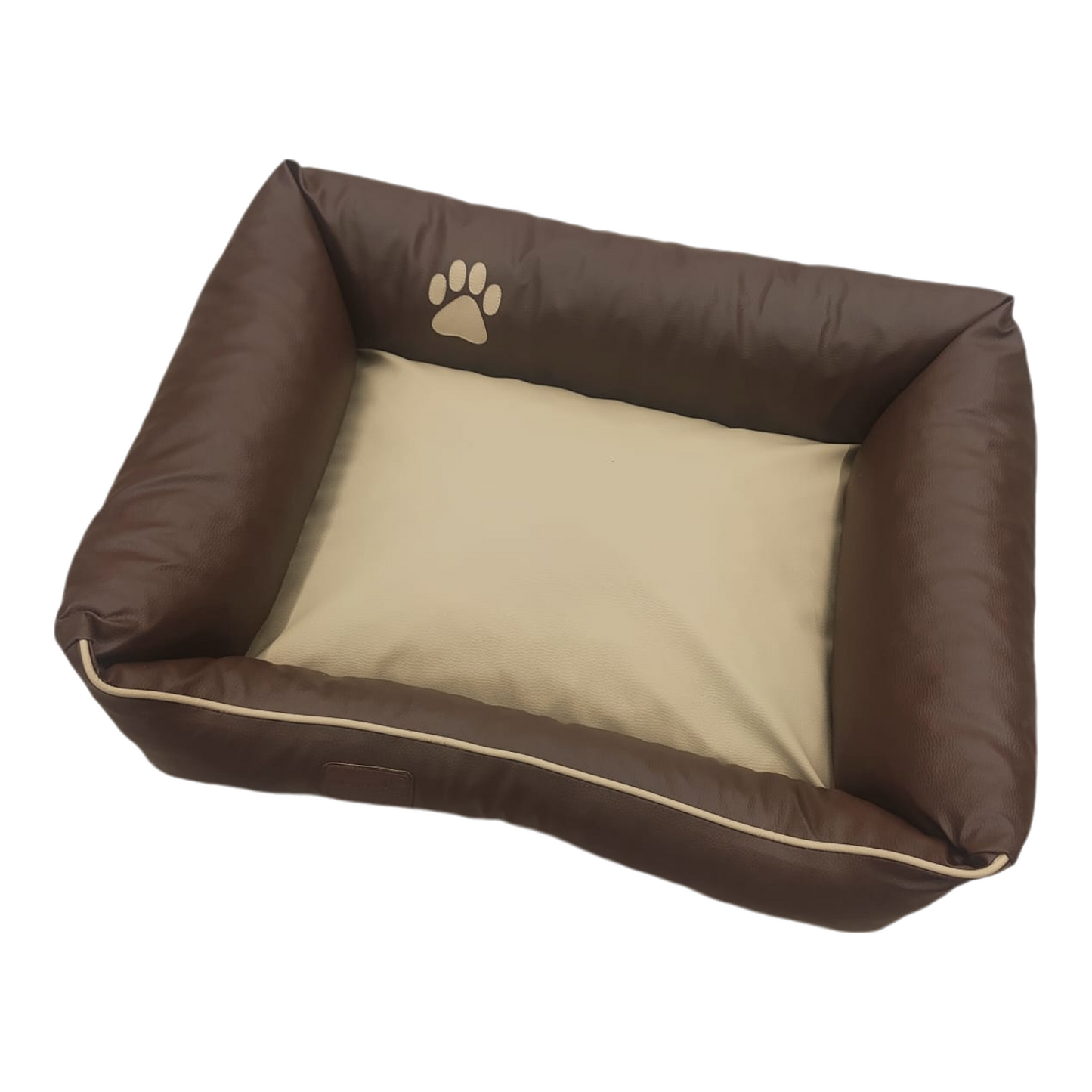 Hundebett Hundekorb Hundekissen Hundesofa Liegeplatz Kunstleder S Braun-Beige