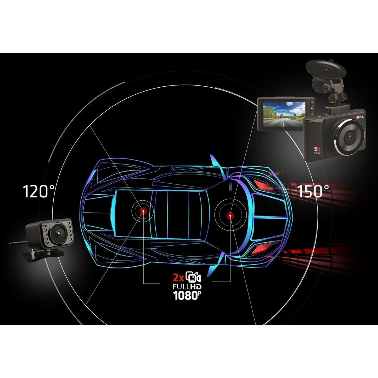 Rückfahrkamera Dashcam Full HD Xblitz Duo S10 1920 x 1080 Pixel Kamera