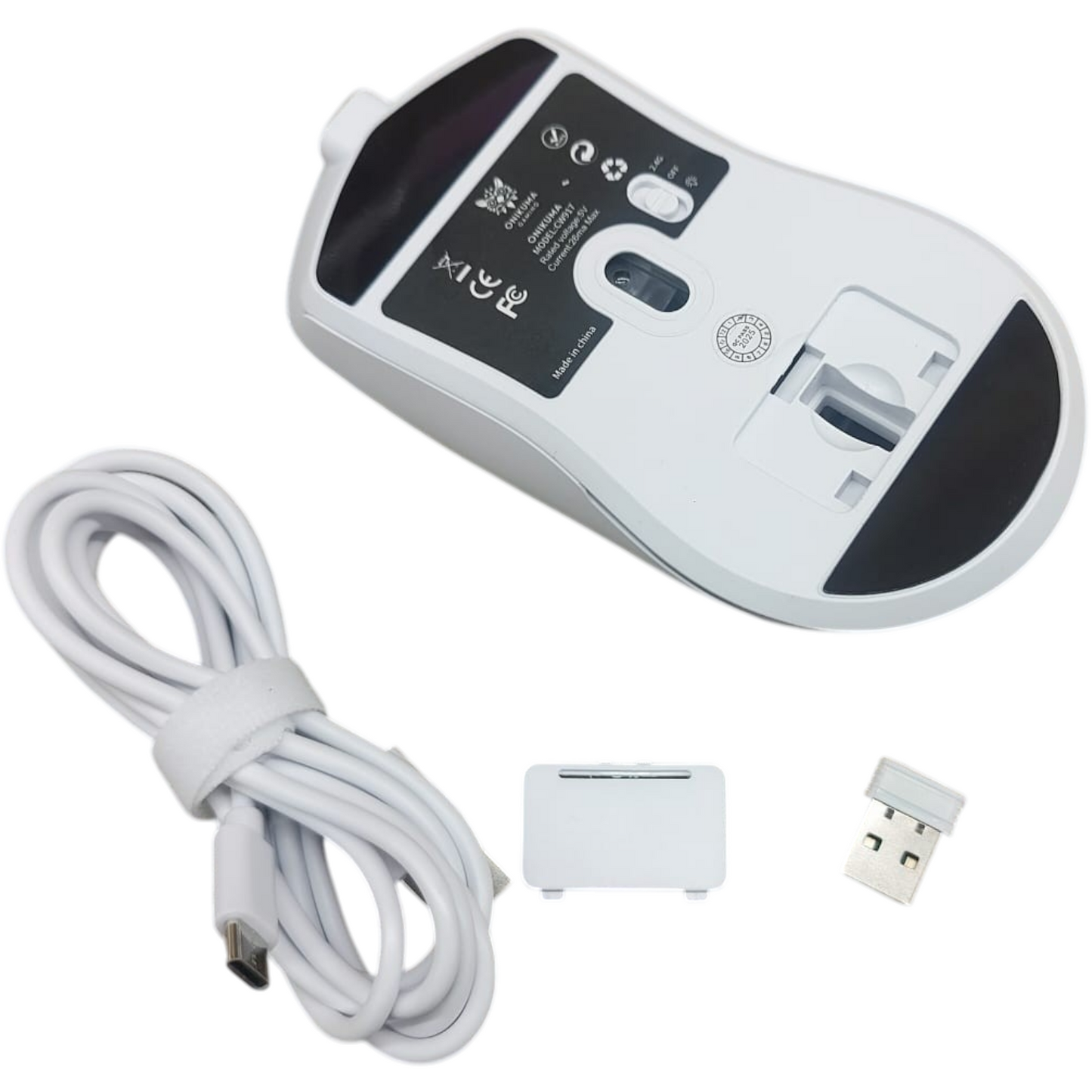 Onikuma Gaming Mouse Ergonomisch Spieler Maus LED Weiß 800-4800 dpi Funk Kabel