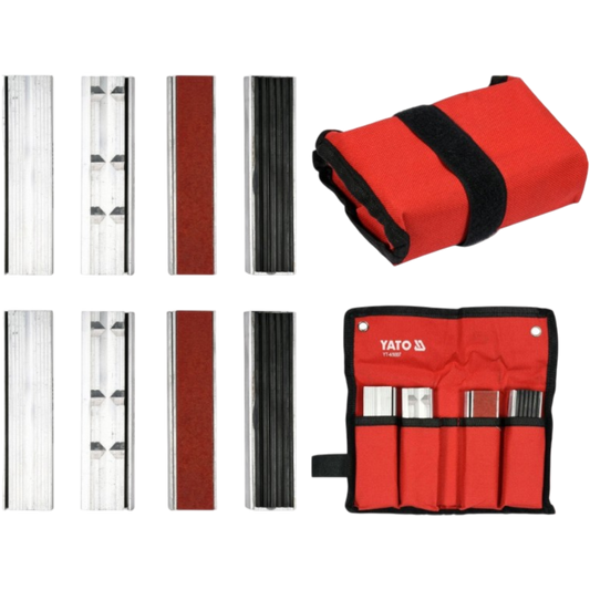 Schutzbacken Set 8tlg Schraubstock 125mm Alu magnetisch Gummi Kunststoff Kerben