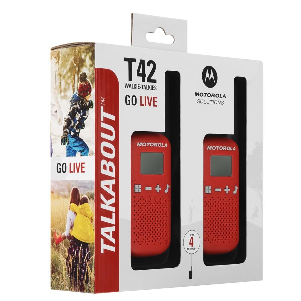 Motorola Talkabout T42 Walkie-Talkie 2er-Set PMR446 Funkgeräte 16Kanäle 4km Rot