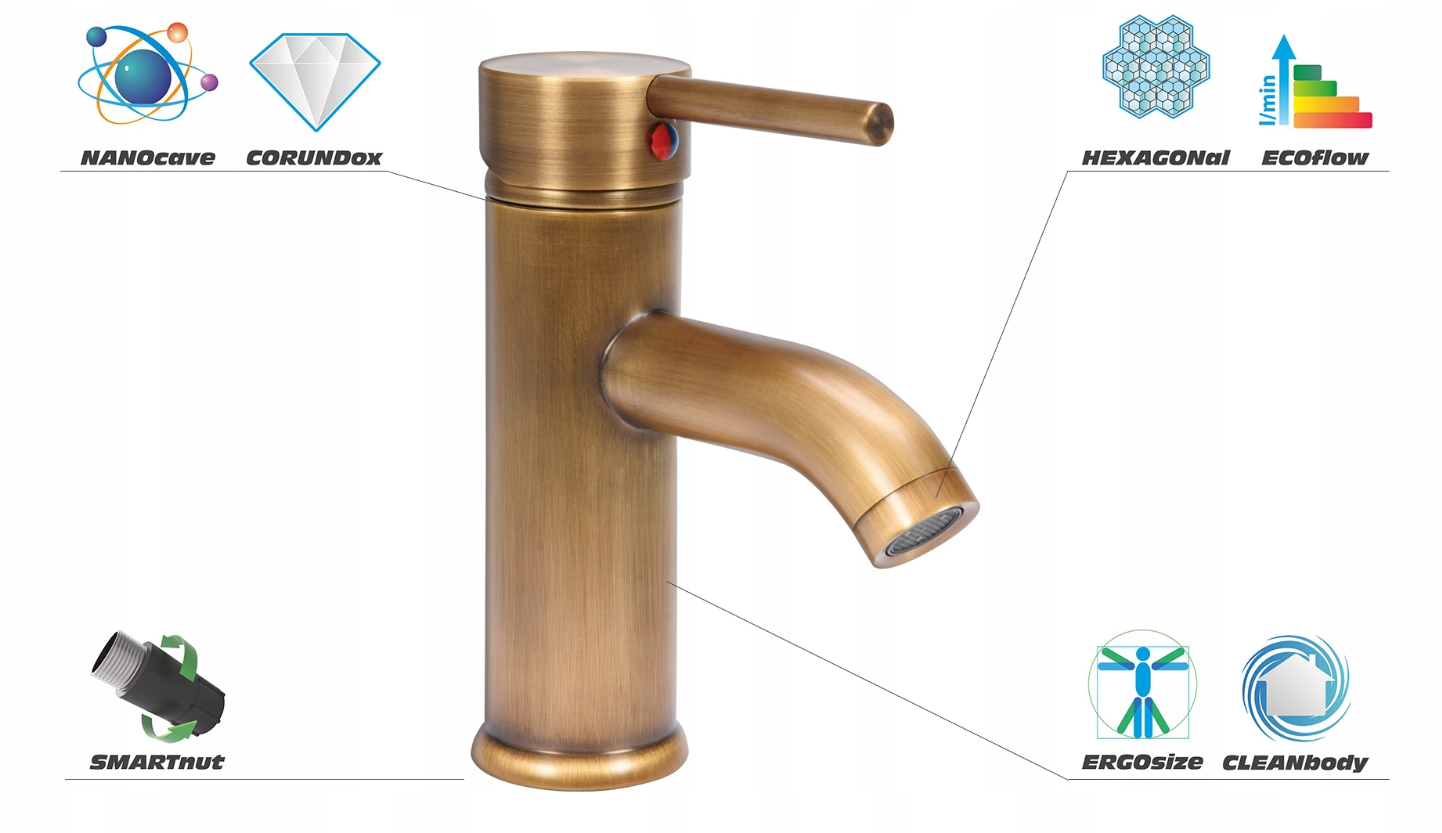 Wasserhahn Waschtischarmatur Waschbecken Badarmatur Einhebel Retro Bronze