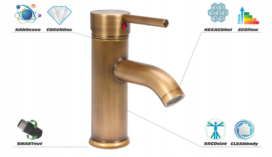 Wasserhahn Waschtischarmatur Waschbecken Badarmatur Einhebel Retro Bronze