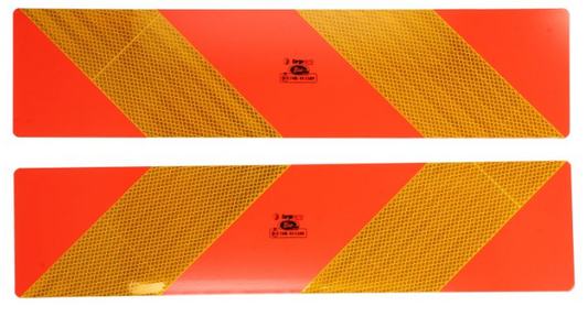 2x Warntafel Warnschild Heckmarkierung Zugmaschine Warnmarkierung rot orange LKW