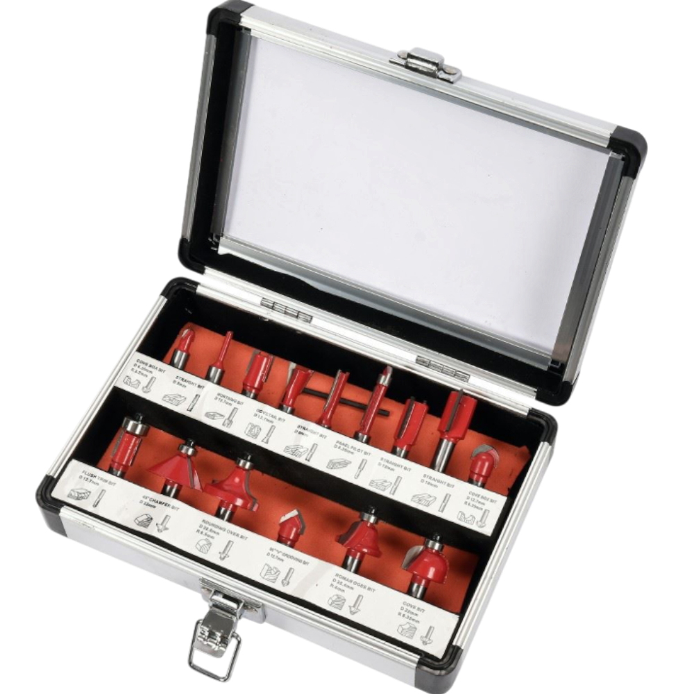 Fräsersatz Nutfräser Oberfräser Holzfräser Set 15tlg hartmetall 8mm Schaft