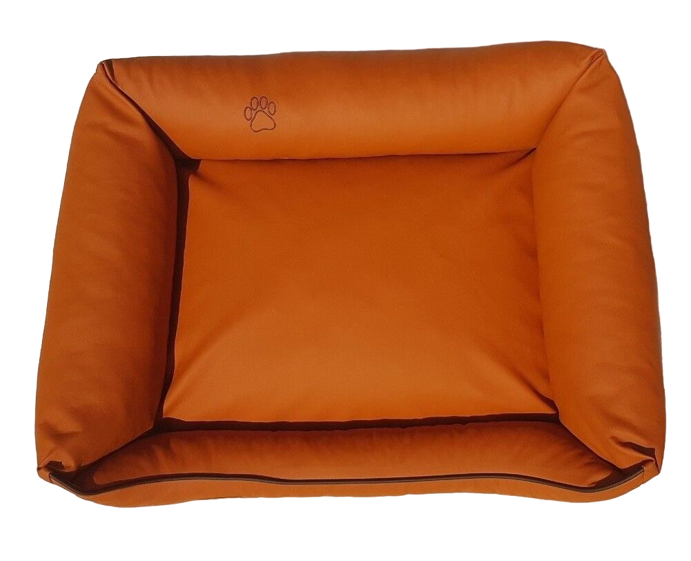 Hundebett Hundekorb Hundekissen Hundesofa Liegeplatz Kunstleder Gr. XL Orange