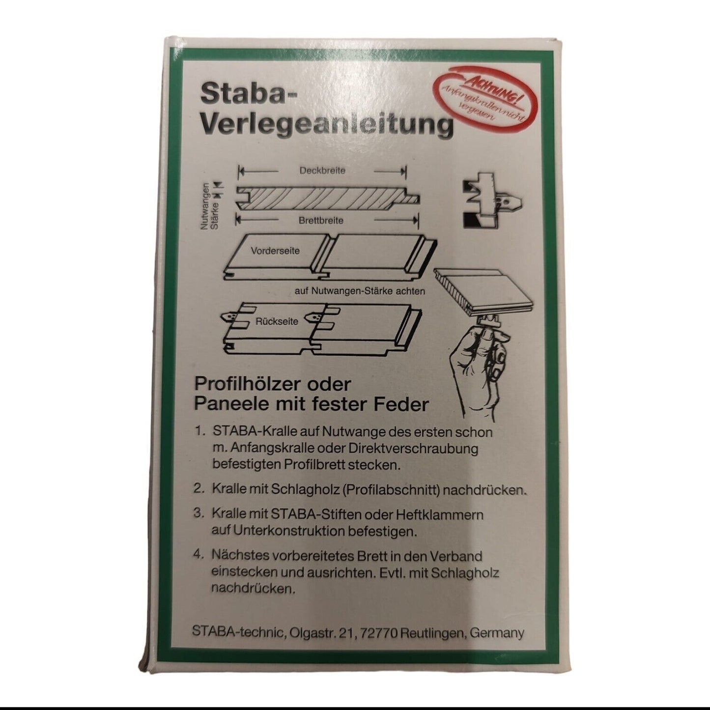 250 Staba-Kralle C3 Nutwangen Profilbrett Profilholz Paneele Klemme 3mm Nutwange