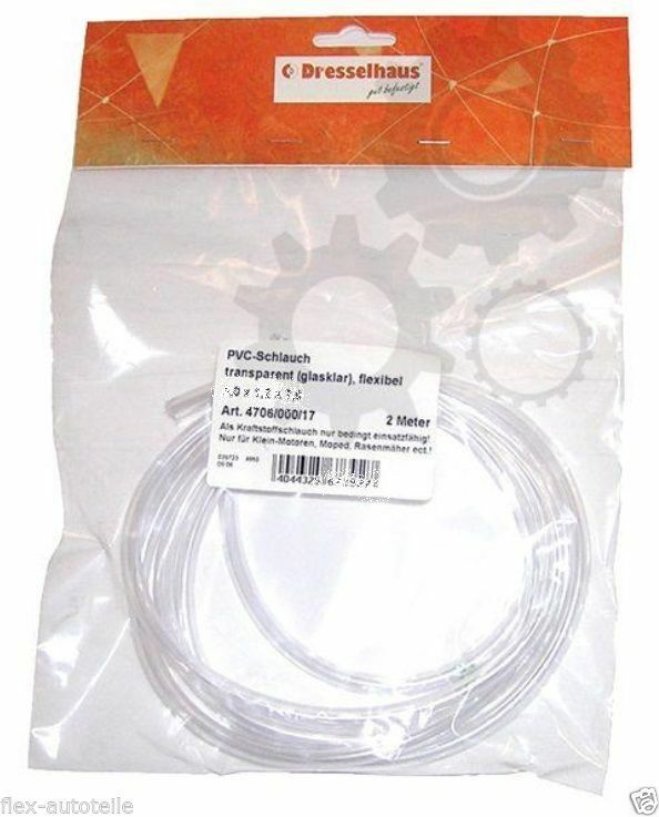 2m PVC Schlauch transparent Ø 6 x 4 mm Kraftstoffschlauch Scheibenwaschanlage