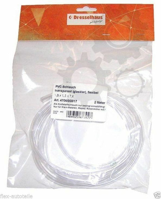 2m PVC hose transparent Ø 6 x 4 mm fuel hose windscreen washer system