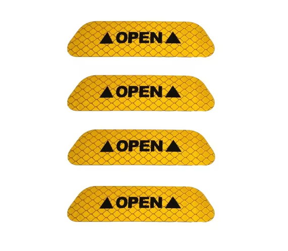 4x Aufkleber Sticker Seitenscheibe Open Öffnen Gebäude Tür reflektierend 9,5x2,5