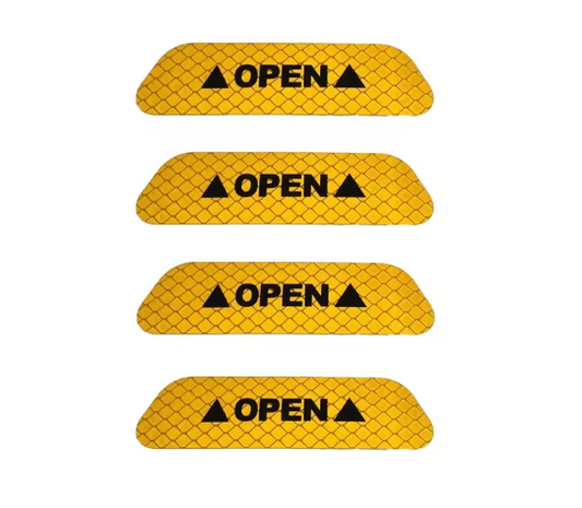 4x Aufkleber Sticker Seitenscheibe Open Öffnen Gebäude Tür reflektierend 9,5x2,5