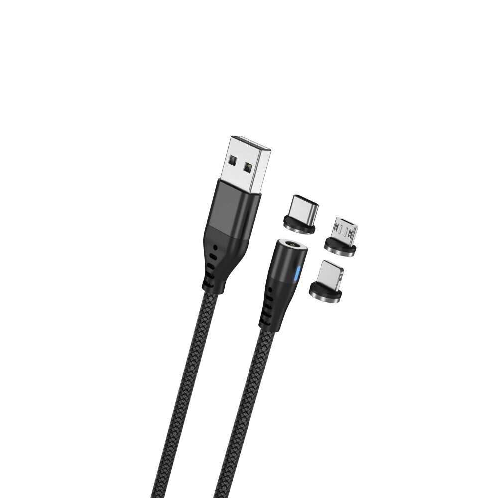 USB Adapter Kabel magnetisch wechselbar USB-C microUSB 8PIN für IPhone 1,0m 2A