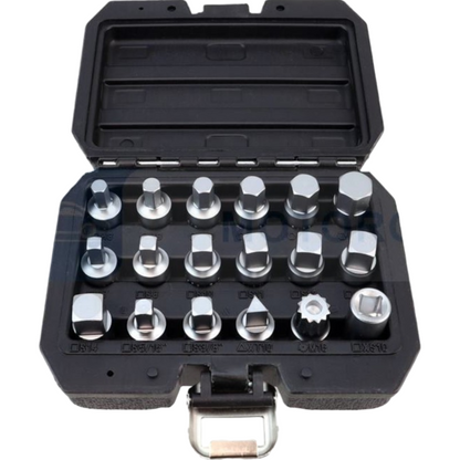 Ablassschrauben Set Öldienstschlüssel Satz 18tlg PKW Ölablasschrauben 3/8" Nüsse