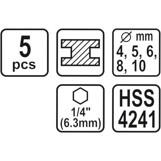 5 Metallbohrer Spiralpohrer Bohrer Satz HSS Hex Sechskant Aufnahme 4 5 6 8 10 mm
