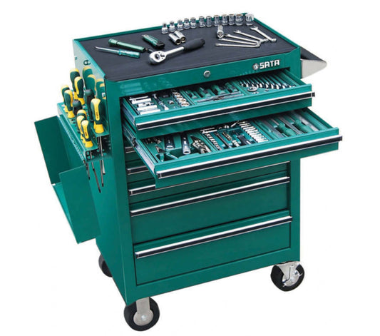 SATA workshop trolley 299Tlg tool trolley equipped with toolbox 7 drawers