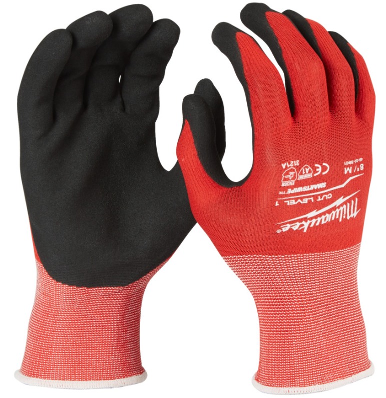 Milwaukee Arbeitshandschuh Schnittfest A M/8 Montagehandschuh SmartSwipe rot