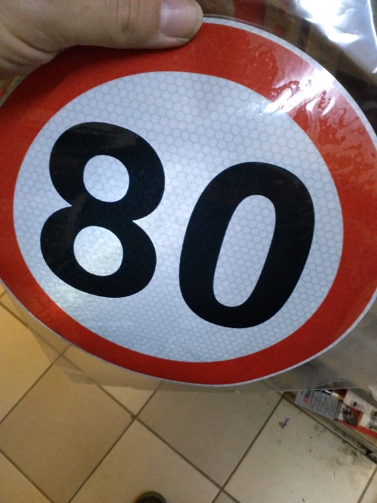 Sign 80 km/h speed Warn sticker truck trailer