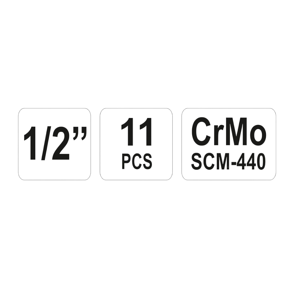 Schlag Steckschlüsselsatz Kraft 11 tlg. 1/2" CrMo Schlagschlüsselsatz Nuss lang