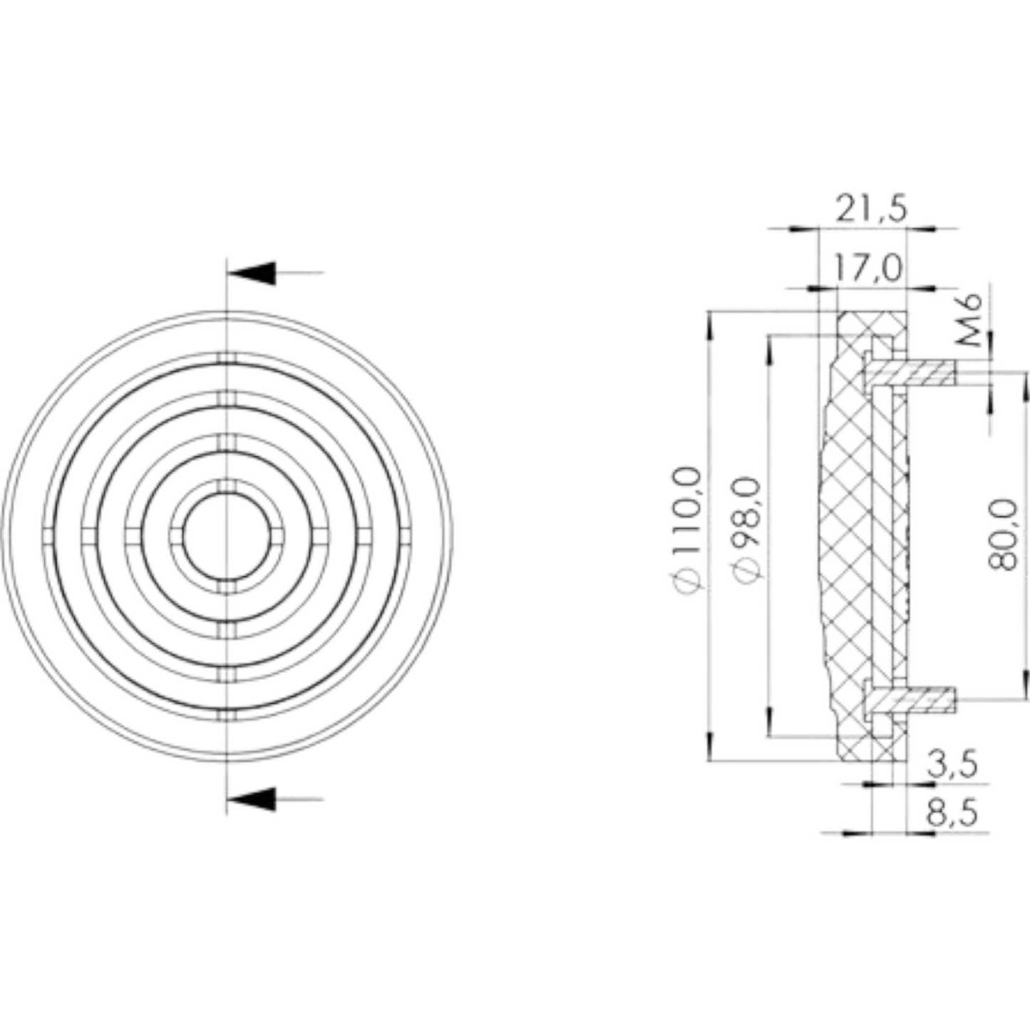 Auflagenteller Gummiteller Auflagepunkt Rangierheber 2-Säulen-Hebebühne 21 110mm