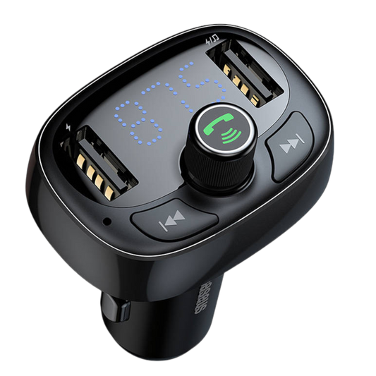 FM Transmitter Auto KFZ Radio Adapter 2x USB-A Anschlüsse Bluetooth 4.2 Schwarz