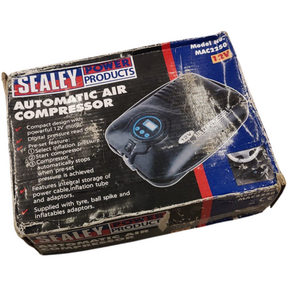 Sealey Small compressor 12V LCD display piston compressor 6.9bar mini compressor
