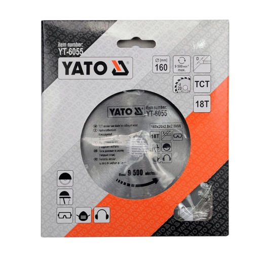 Kreissägeblatt Holzsäge 160x16x2,8x2mm 18T TCT Sägeblatt Scheibe 9500min1