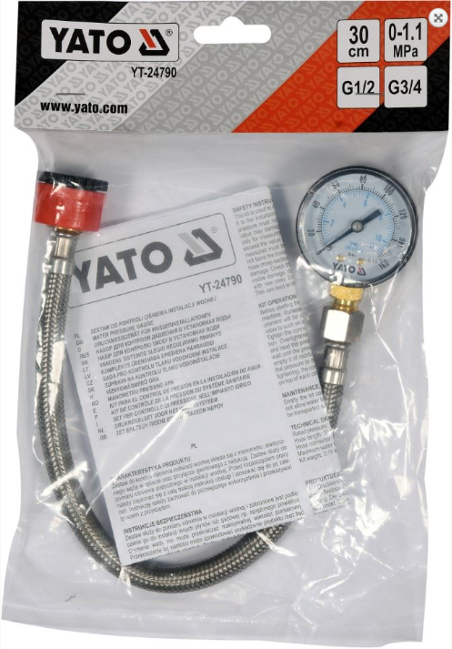 Wasserdruckmessgerät 1/2" 3/4" 30cm Messgerät Druckmesser Manometer 0-11 bar