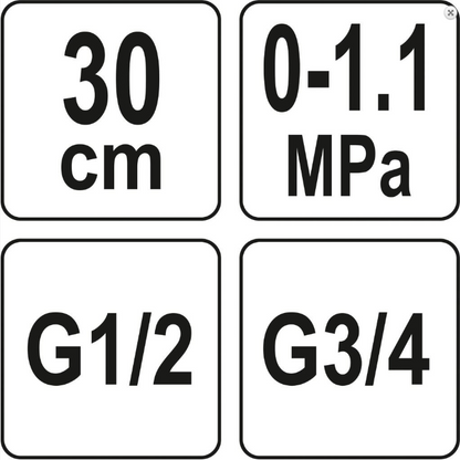 Wasserdruckmessgerät 1/2" 3/4" 30cm Messgerät Druckmesser Manometer 0-11 bar