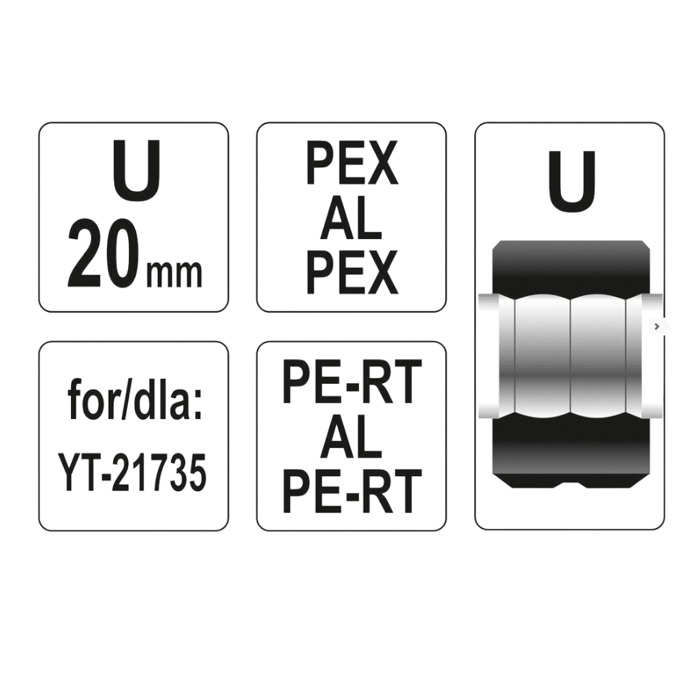 Adapter Crimpzange 20mm Ersatzbacken Rohrverbinder für U-Rohr TYP U Carbonstahl