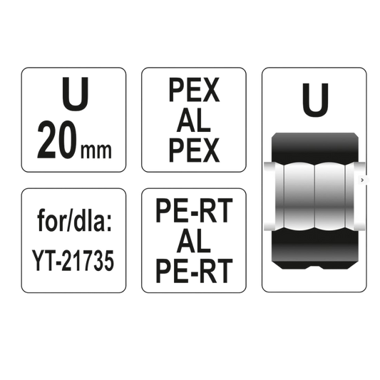 Adapter Crimpzange 20mm Ersatzbacken Rohrverbinder für U-Rohr TYP U Carbonstahl
