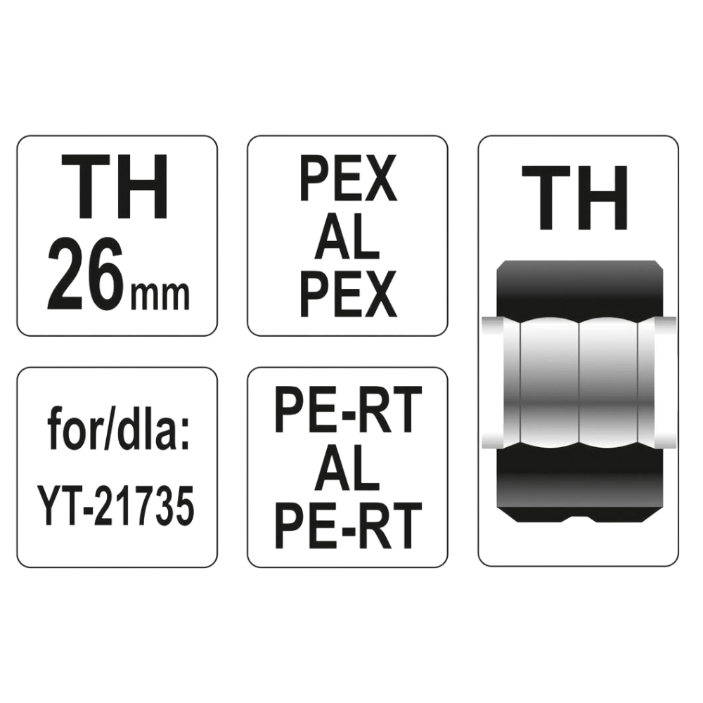 Adapter Crimpzange 26mm Ersatzbacken Rohrverbinder für U-Rohr TYP TH Carbonstahl