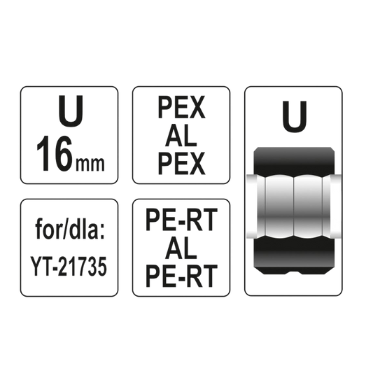 Adapter Crimpzange 16mm Ersatzbacken Rohrverbinder für U-Rohr TYP U Carbonstahl