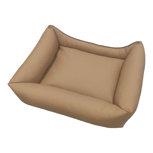 Hundebett Hundekorb Hundekissen Hundesofa Liegeplatz Kunstleder Korb Gr. L Beige