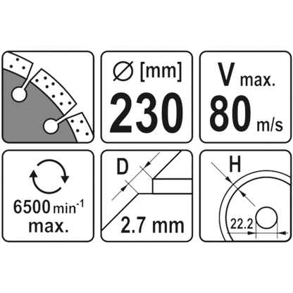 Diamant-Trennscheibe 230 x 22,2 Fliesen Beton Mauerwerk Stein für Trennschleifer